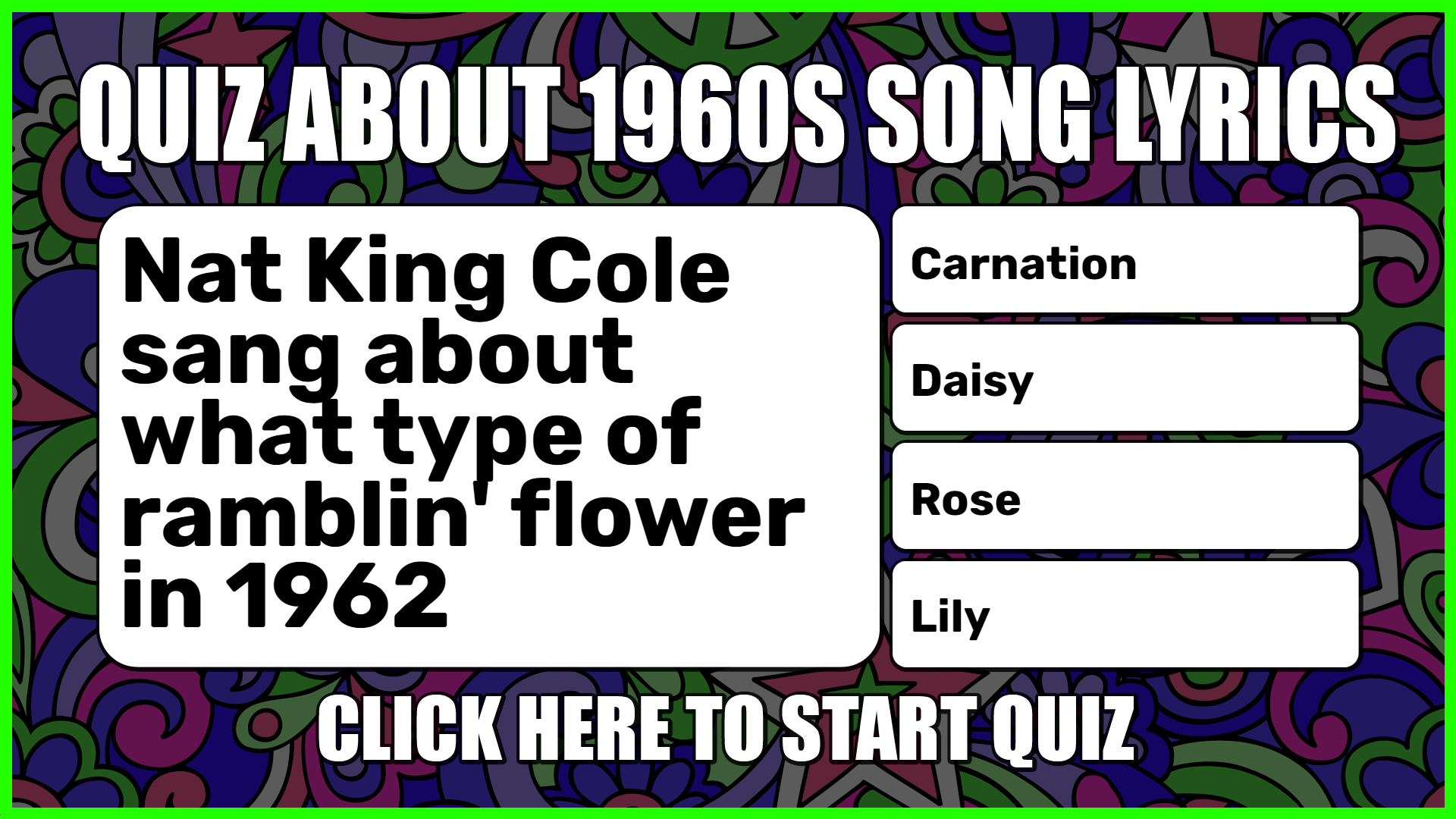 1960s Hits Lyrics Quiz